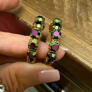TOVA Jubilee Hoop Earrings in Psychedelic Green
